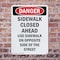 Signmission Sidewalk Closed Ahead Use Sidewalk Danger Sign, Plastic, 7in W x 10in L, 2PK OS-2PACK-DS-P-710-V-2161 - alternate 4